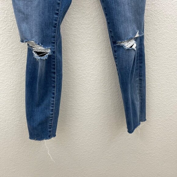 Frame Le High Skinny Crop Organic Stretch Distressed Denim Blue Jeans Womens 26 - Picture 5 of 6